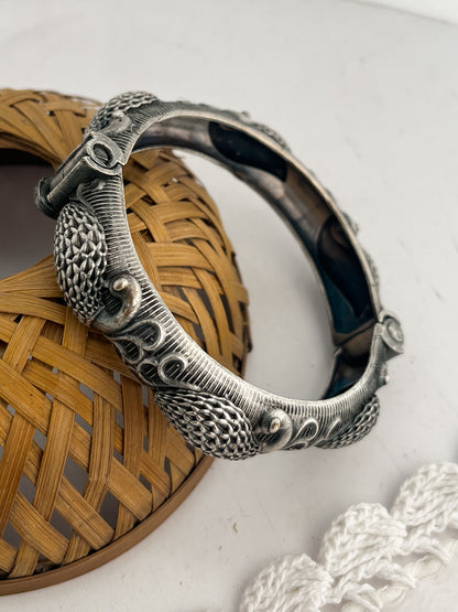 MORNI - Brass Kada Bangle With Silver Plating