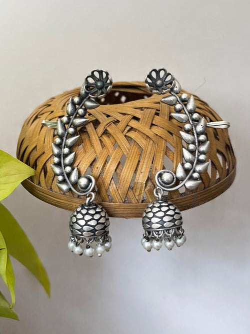Mridhini - German Silver Earcuff With Small Jhumka