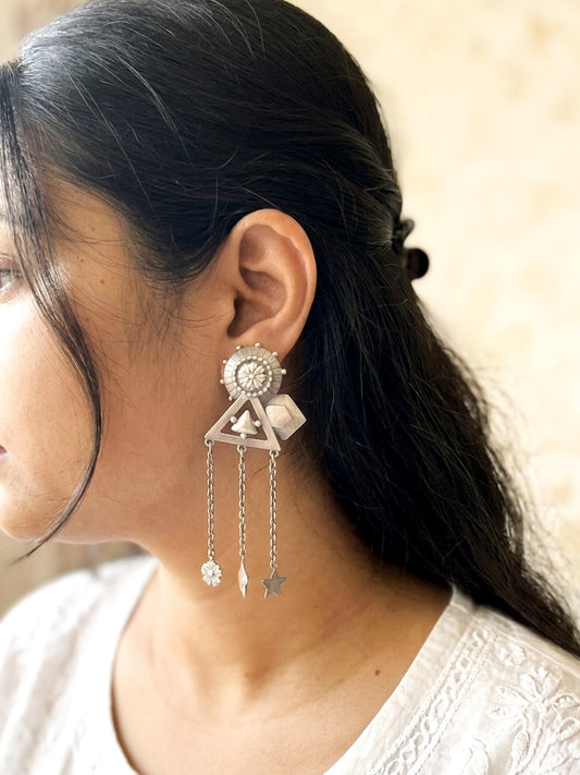 MYRA - German Silver Dangler Earrings