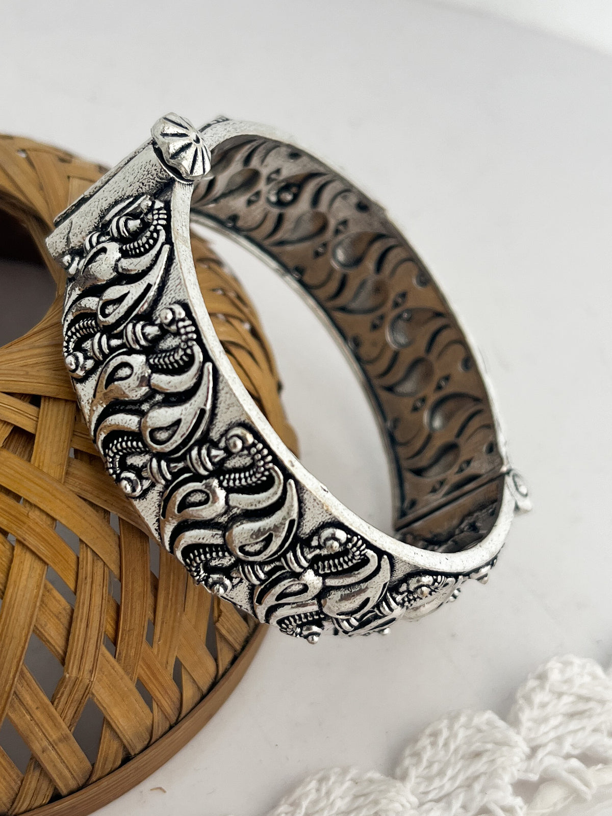NISHA - Brass Kada Bangle With Silver Plating