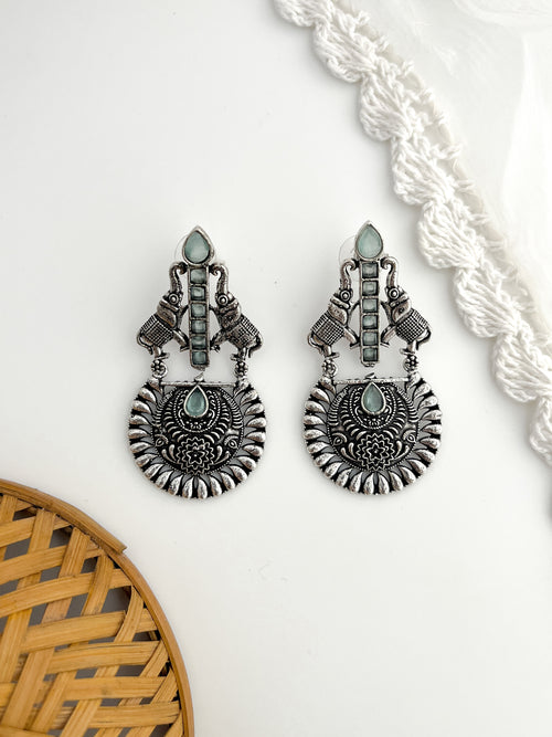Nishika - German Silver Blue Stone Dangler