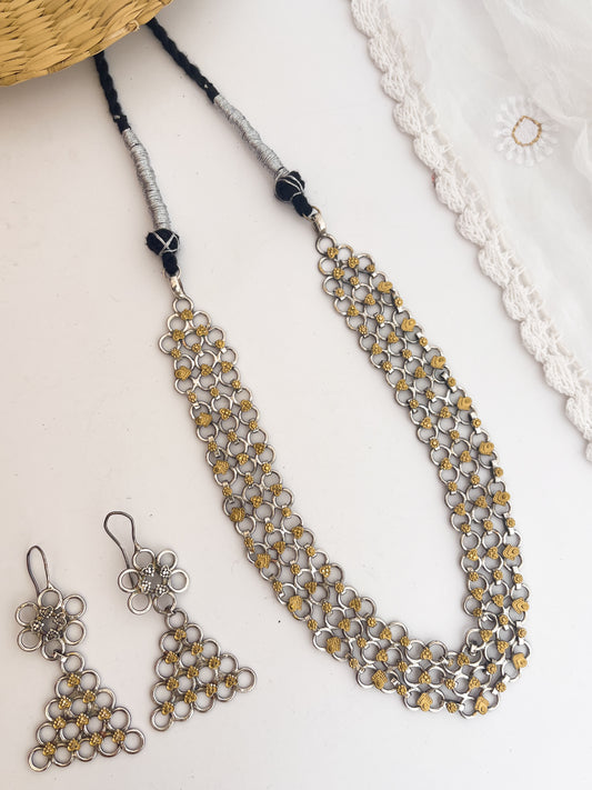 NOOR -  German Silver Dual Tone Neckpiece Set