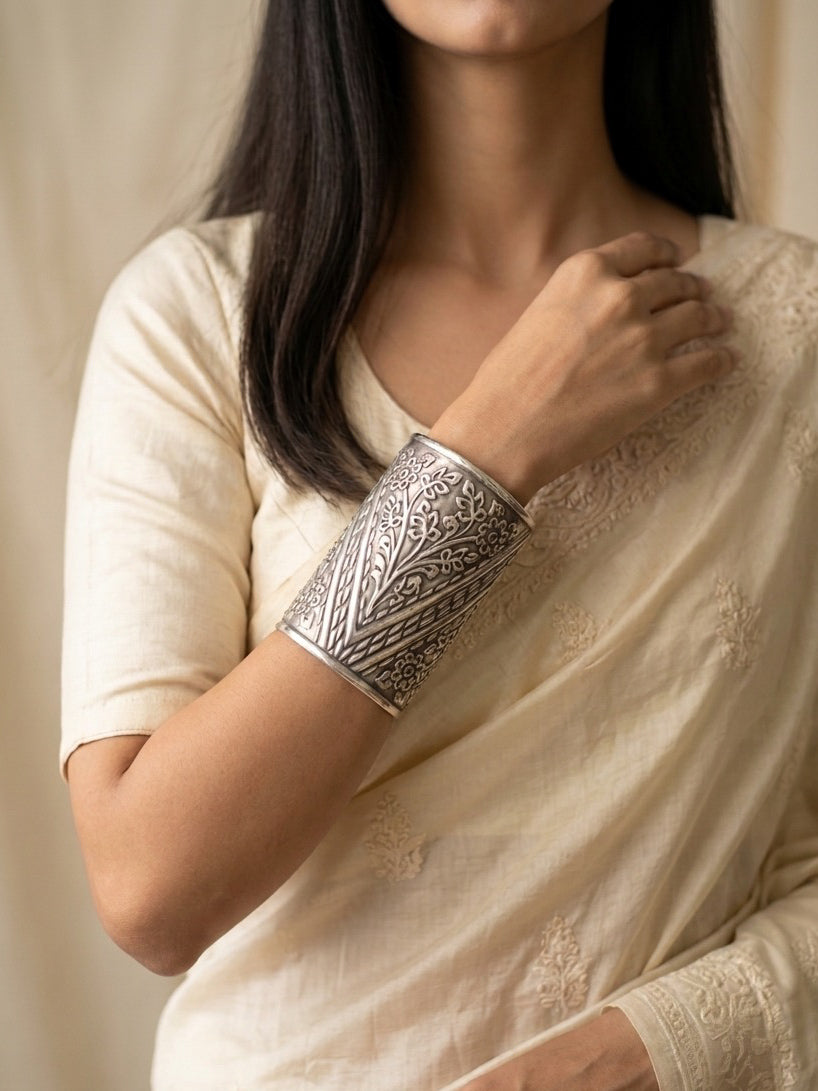 PARVATI- Brass Handcuff With Silver Plating