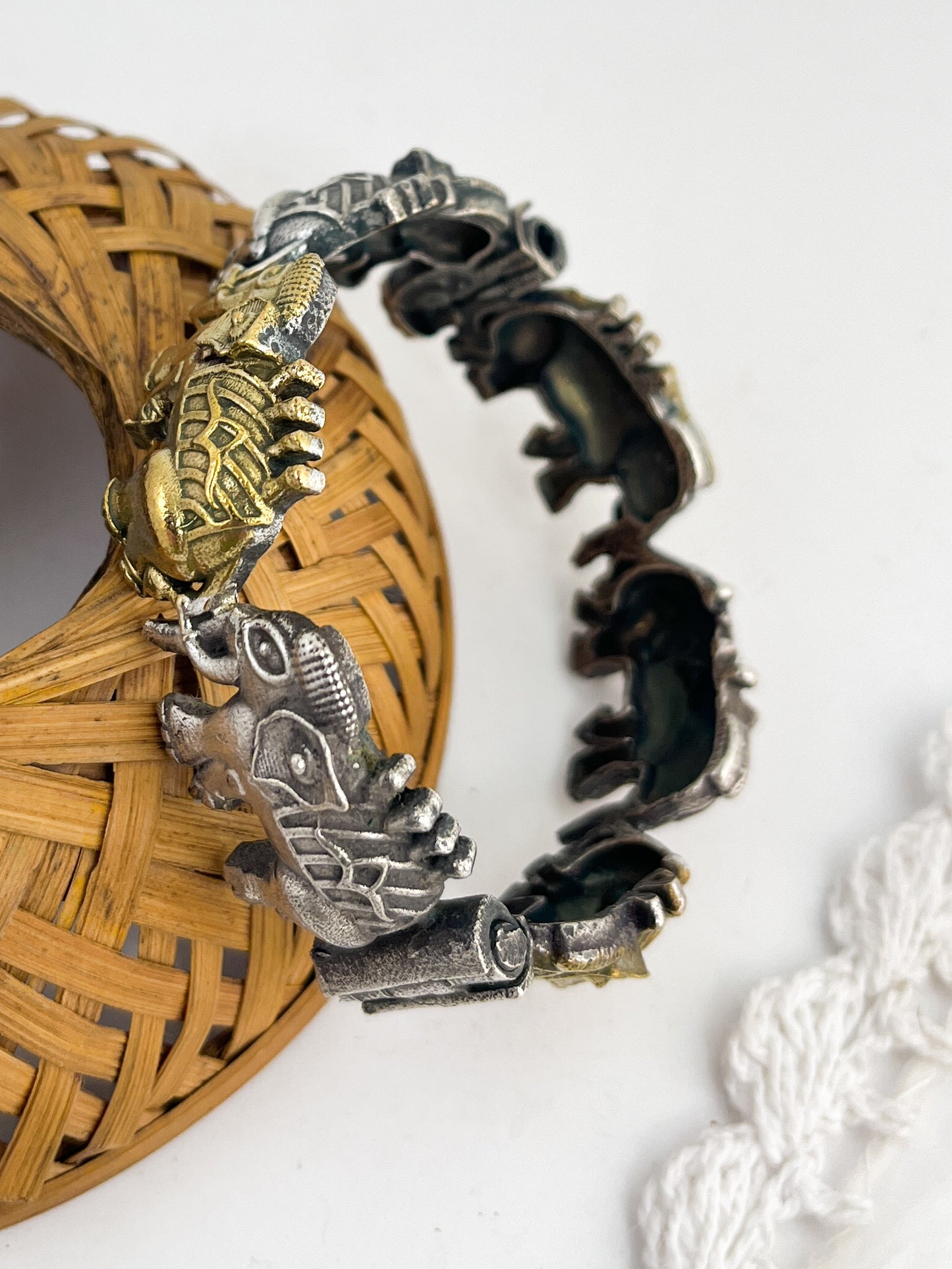 AROHI - Brass Light Weight Kada With Silver Plating With Concentric Motifs