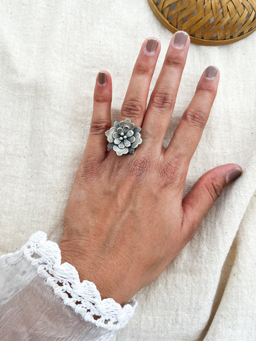 Phool Kumari - Silver Oxidised German Silver Ring