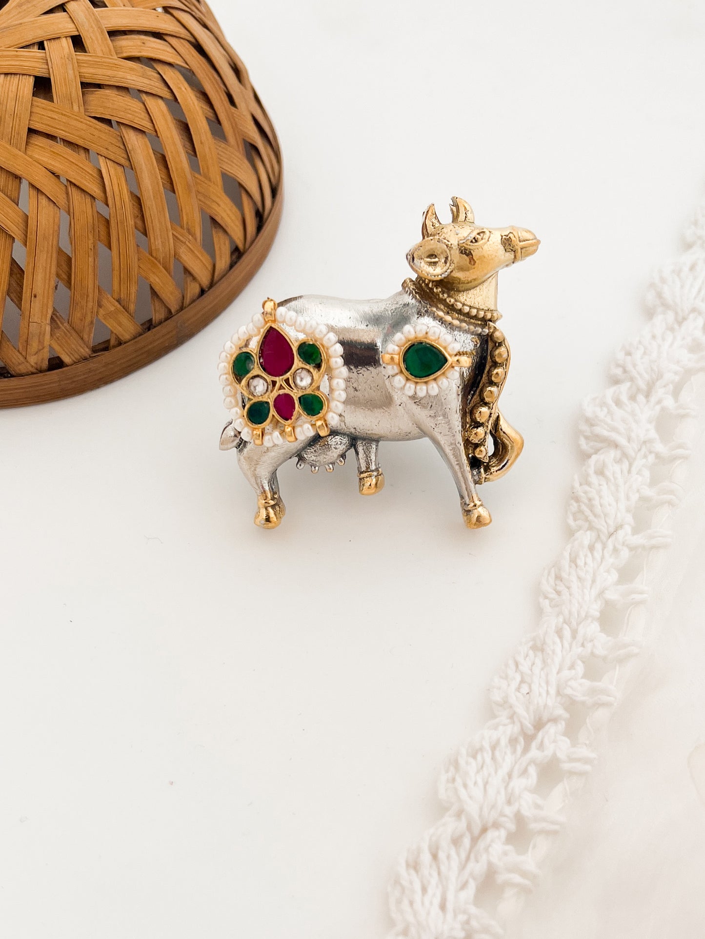 PICHWAI- Dual Tone Pichwai Kundan Studded Ring