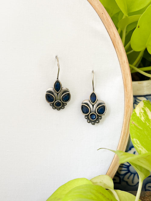 Pihu - German Silver Blue Stone Earrings