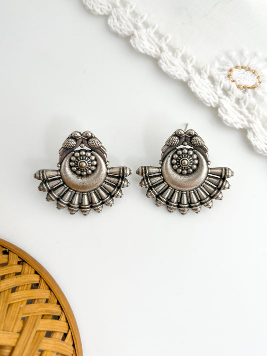 Pihu - German Silver Parrot Chakra Studs