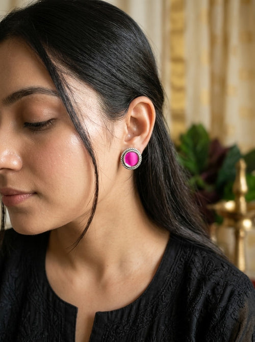 PIKU - Pink Glass Afghani Studs