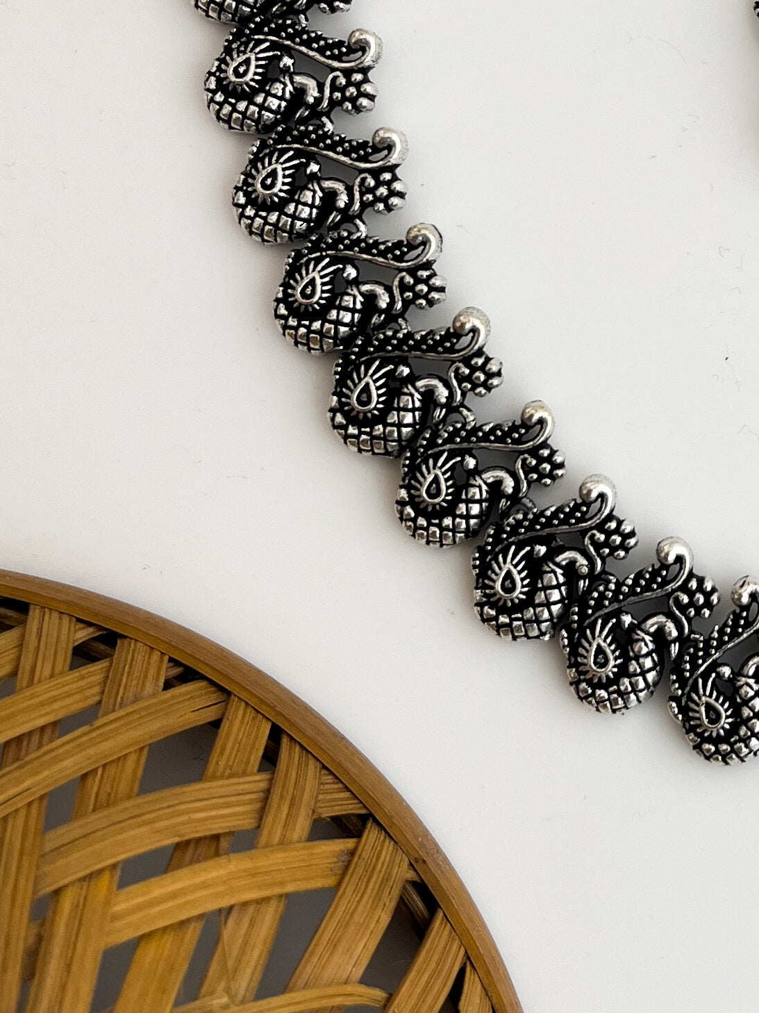 Prerna -Silver Oxidised Neckpiece With Studs