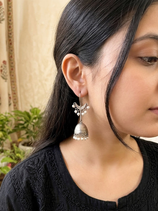 PRITHA - German Silver Chand Jhumka