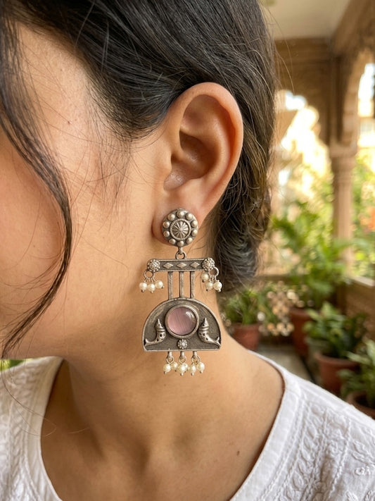 RAHA- German Silver Tribal Earrings