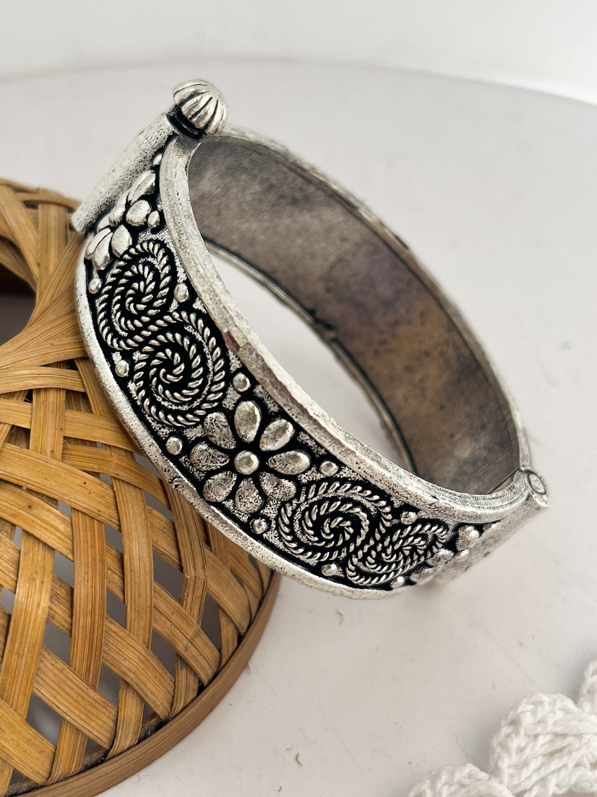 RAKSHA - Brass Kada Bangle With Silver Plating