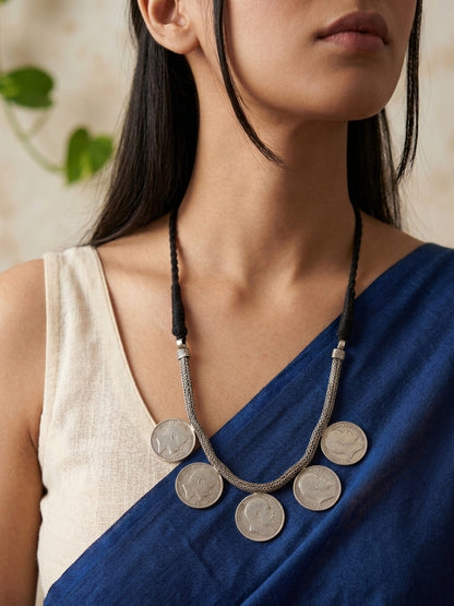 RUPAIYA - Silver Plated Brass Ghungroo Long Short Neckpiece