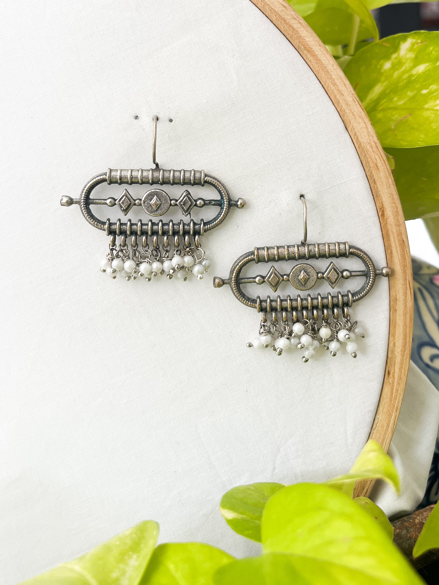Saira - Silver Oxidised Danglers