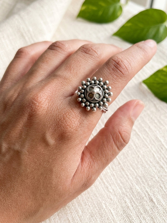 SARASWI- German Silver Ring