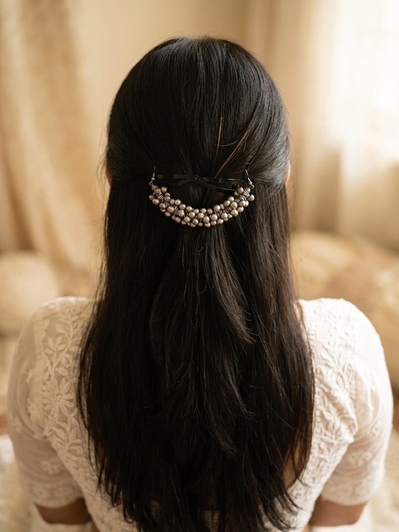 SAVALI- Ghoongru Black Oxidised Hair Accesory