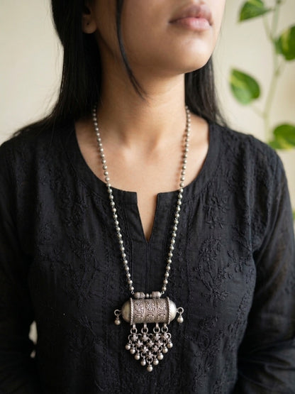 Savita - Silver Plated Brass Long Neckpiece