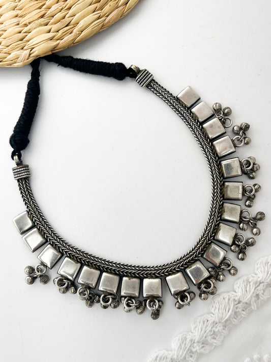 SUMITRA- Brass With Silver Plating Neckpiece