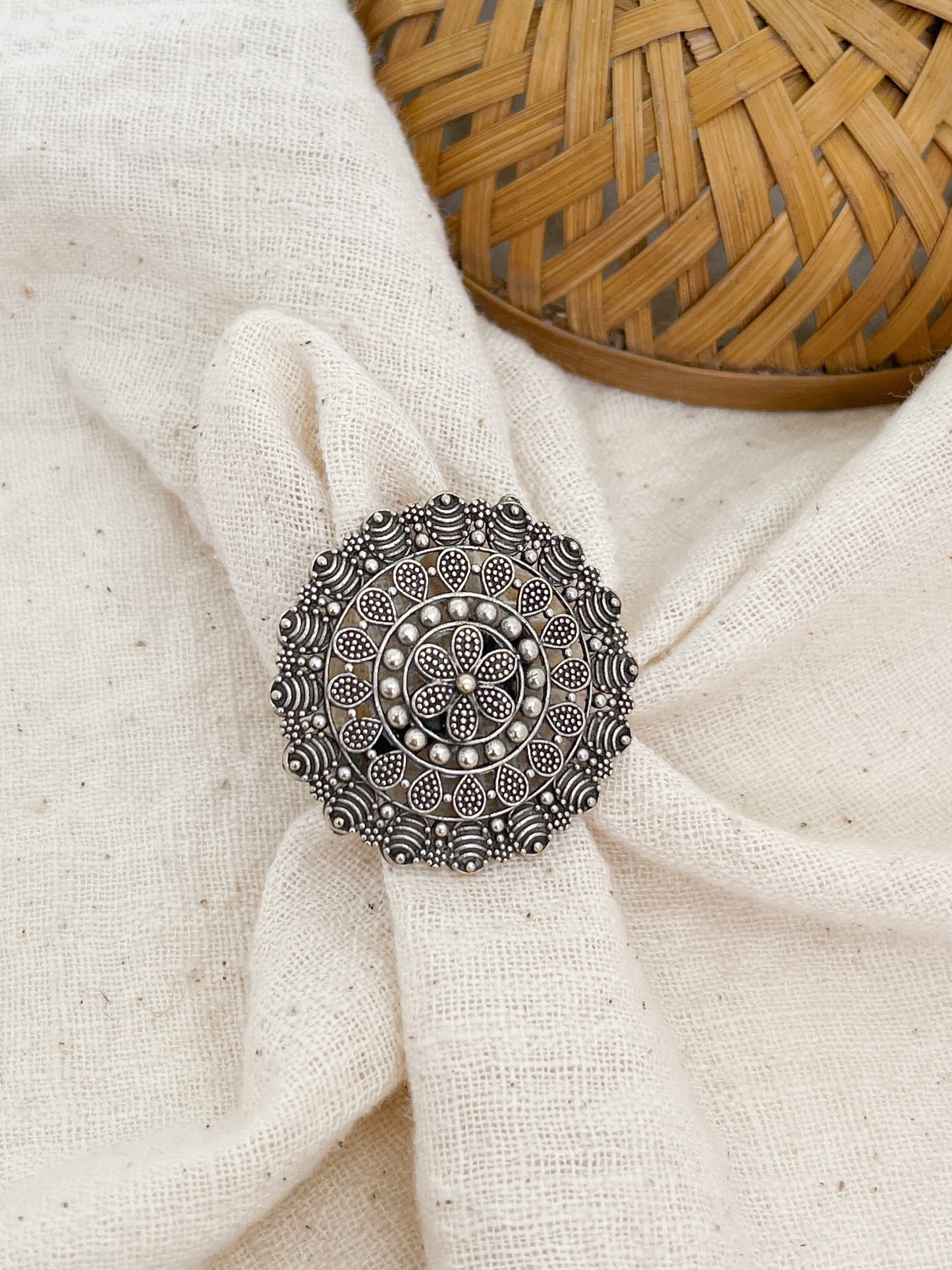 Tara Silver Oxidised Ring