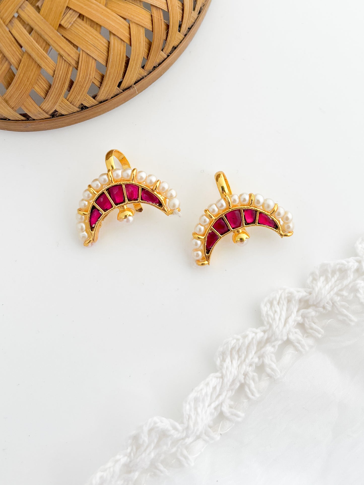 Tarabai - Pink Chandra Gold Finish Bugadi