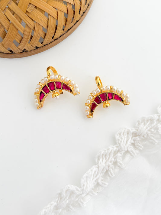 Tarabai - Pink Chandra Gold Finish Bugadi