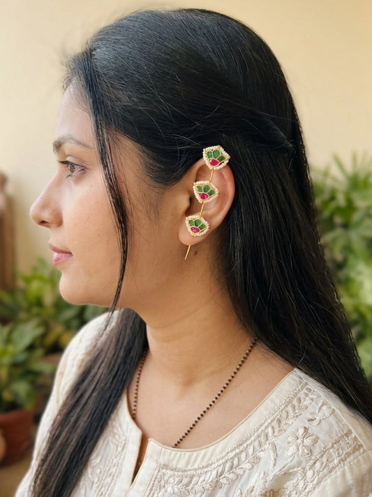 TARINI - Gold Tone Pin Earcuff Flower