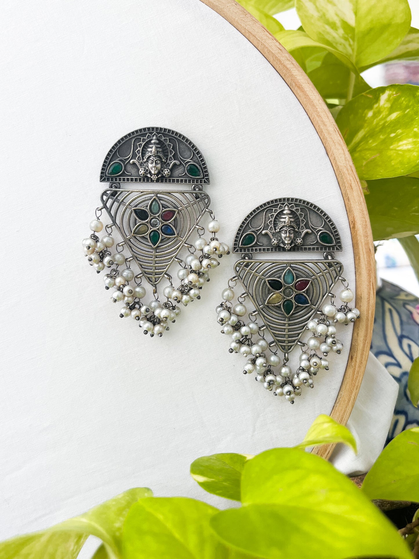 Tribhuvan - Silver Oxidised Tribal Danglers
