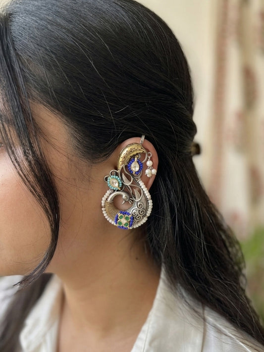 UPASANA- German Silver Dual Tone Kundan Earcuff