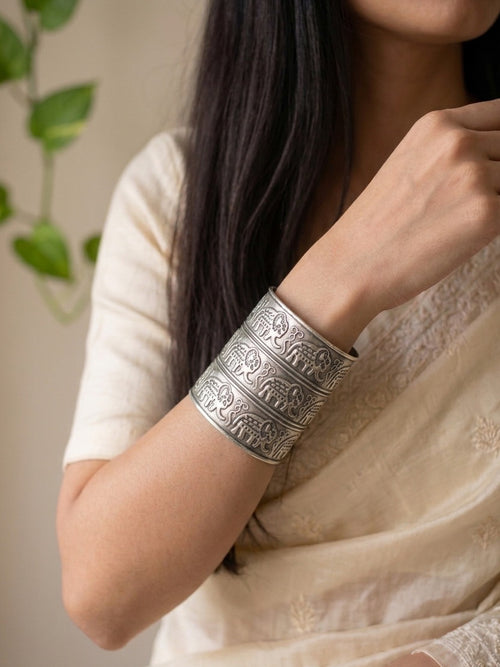 URVI - Brass Handcuff With Silver Plating
