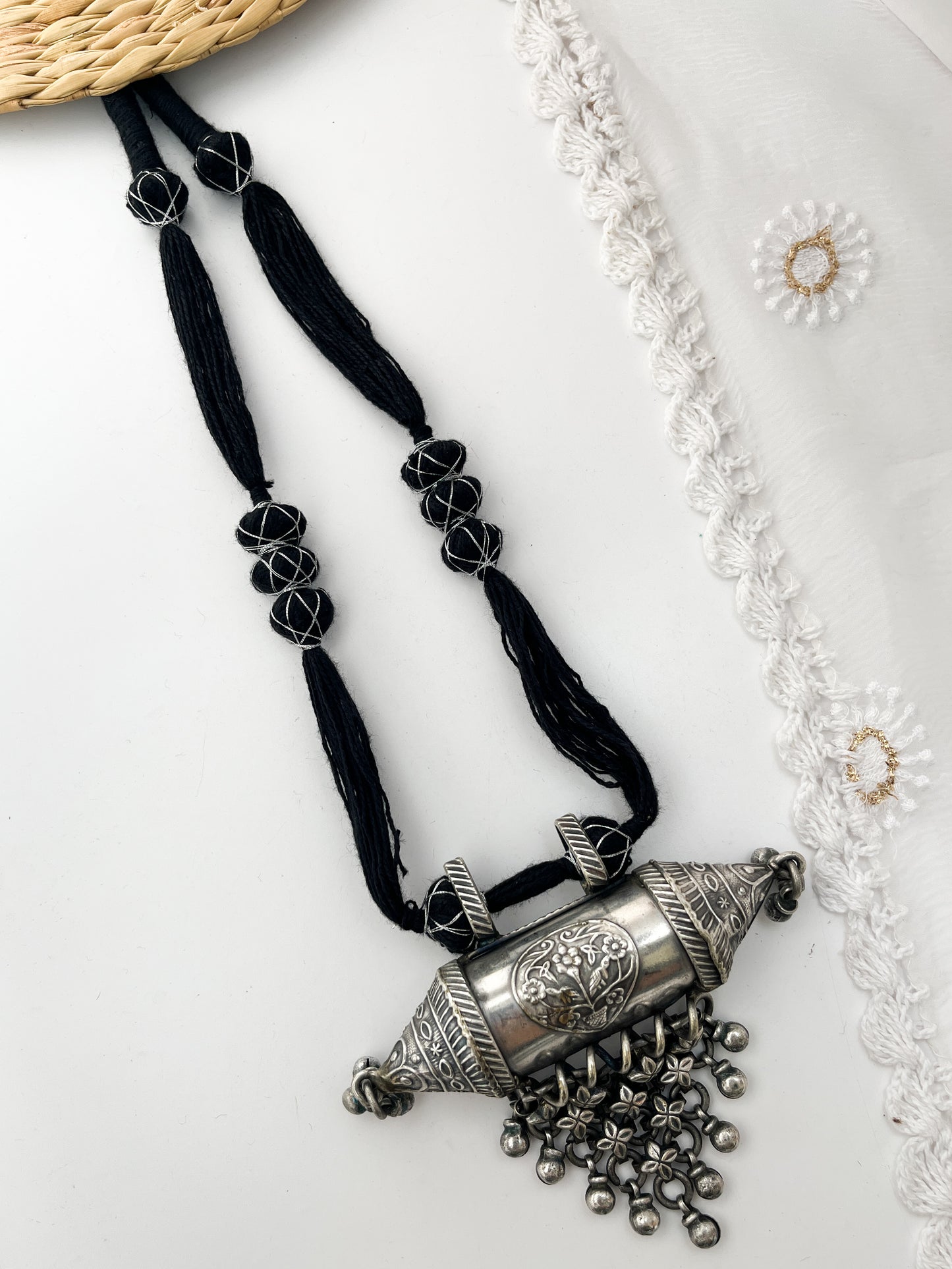 VEDIKA - Brass Pendant With Silver Plating Neckpiece
