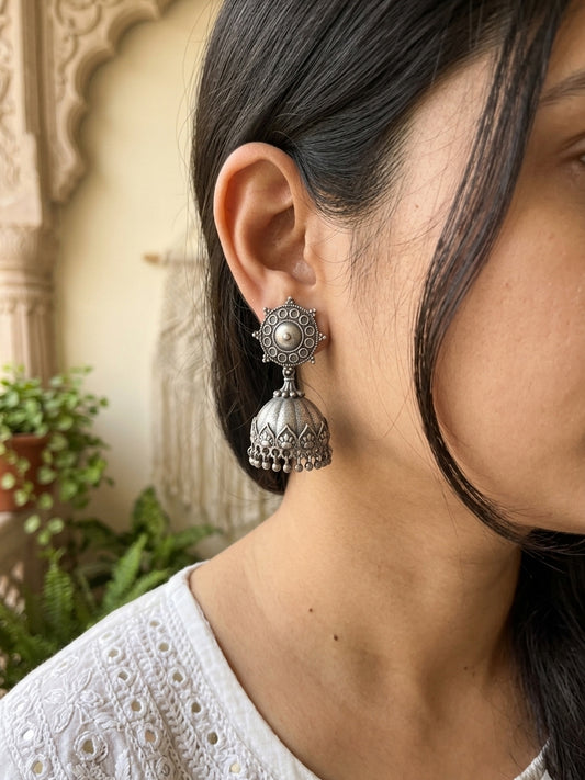 VEDIKA - German Silver Jhumka